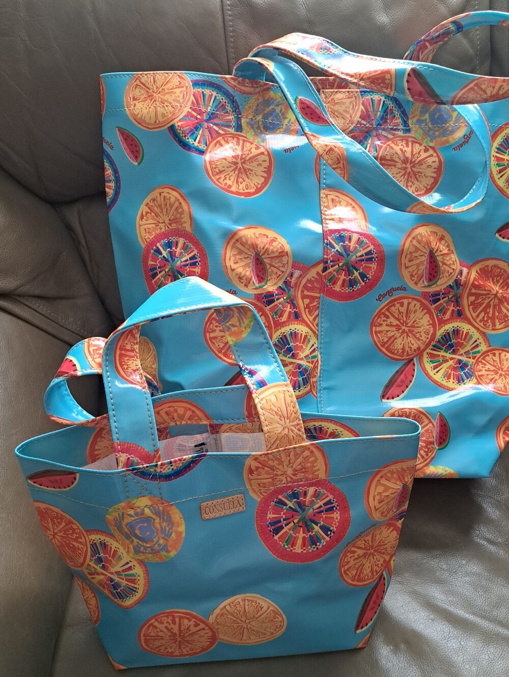 Consuela Cha Cha Blue Citrus Print Tote & Mini Shopper